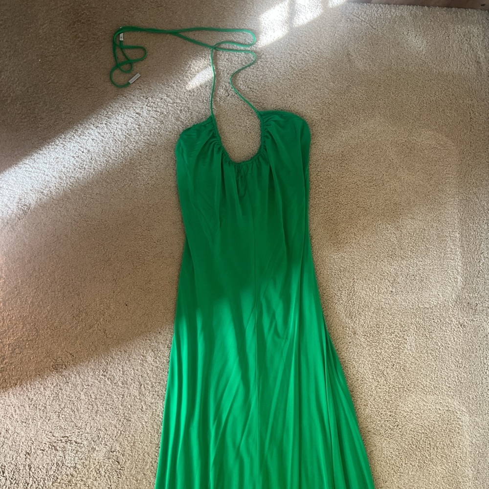 Halston Heritage Vibrant Green Halter Maxi Dress - Picture 4 of 7